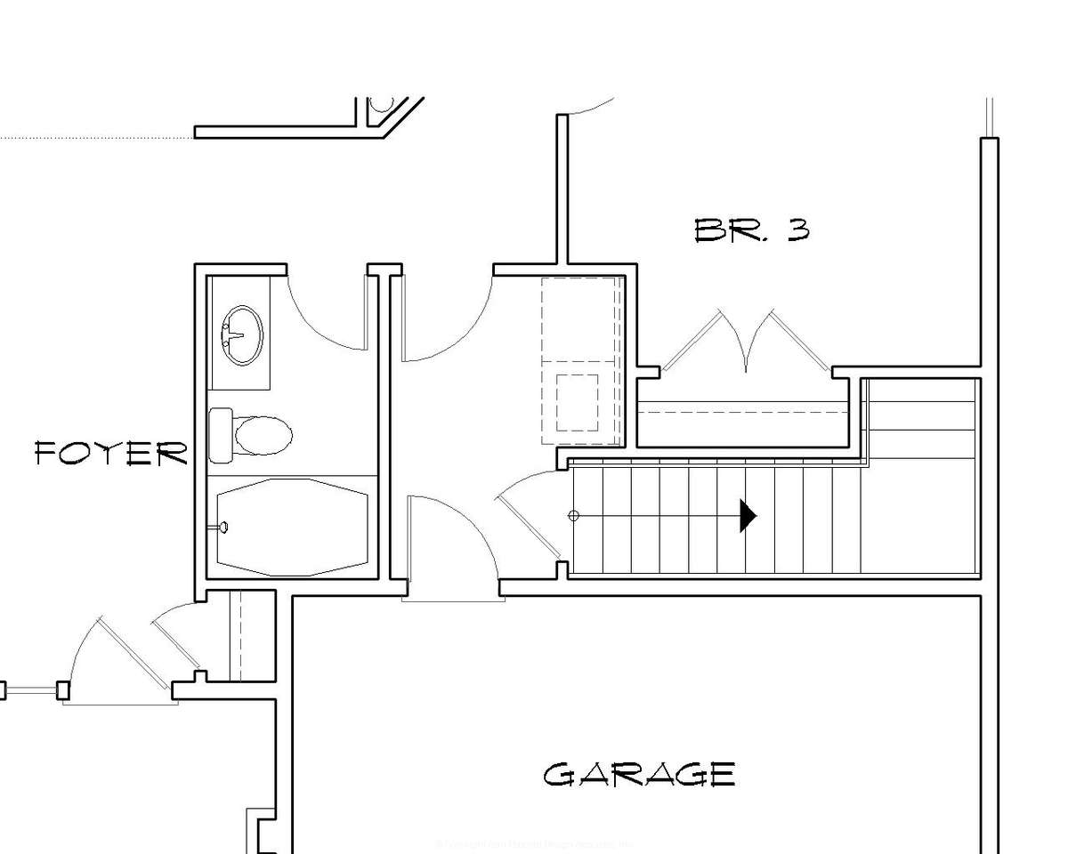 Basement Stair Location for Mascord House Plan B1103BA - The Granville