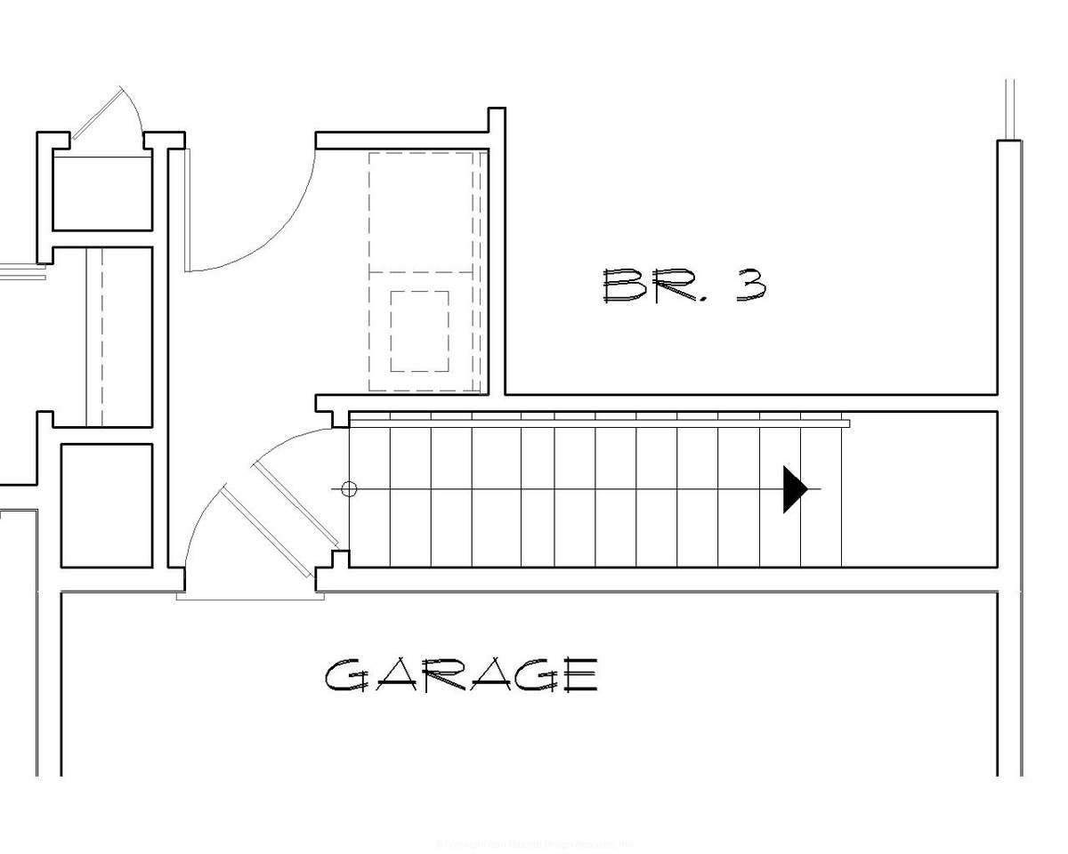Basement Stair Location for Mascord House Plan B1111A - The Woodbine