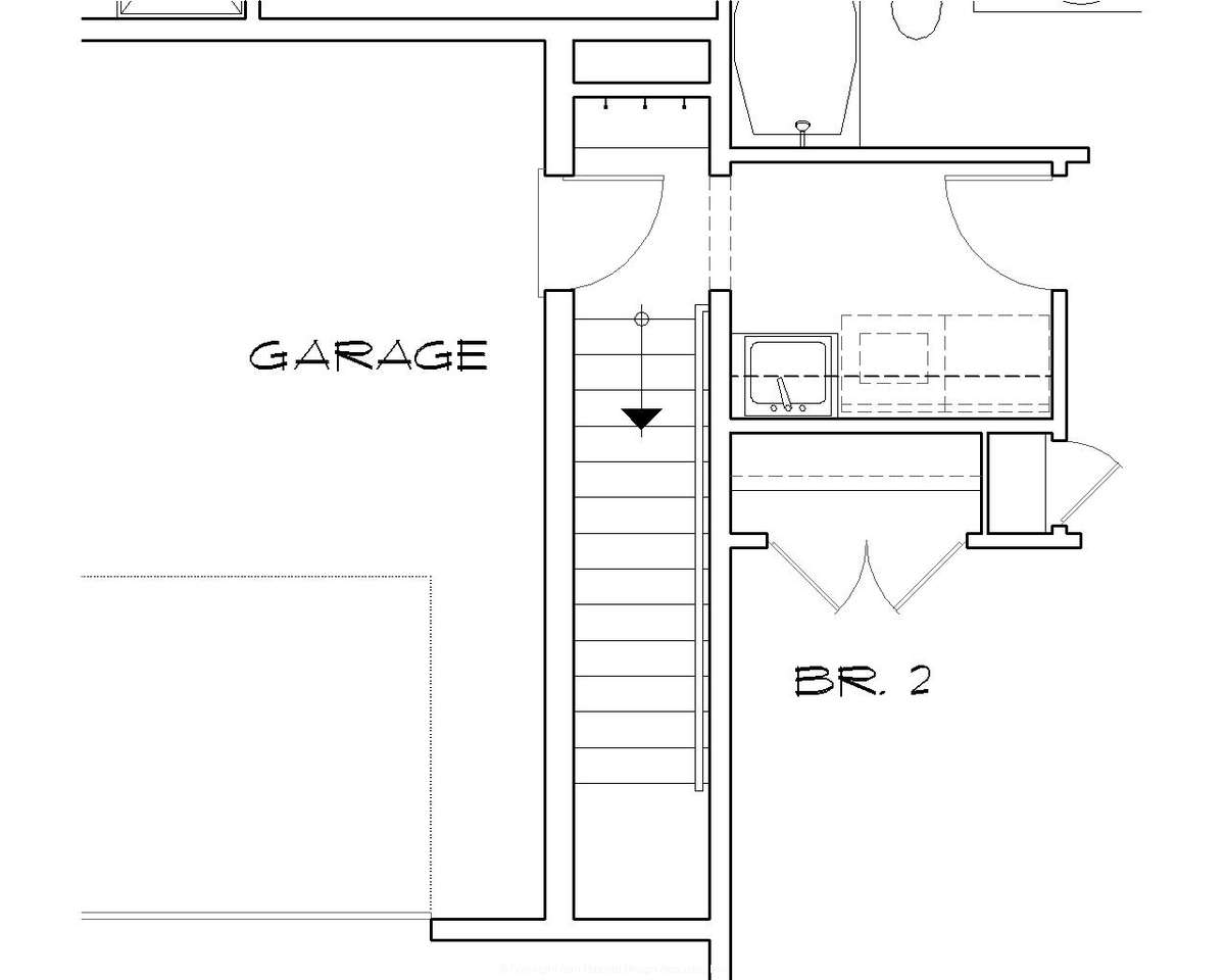 Basement Stair Location for Mascord House Plan B1148 - The Glenview