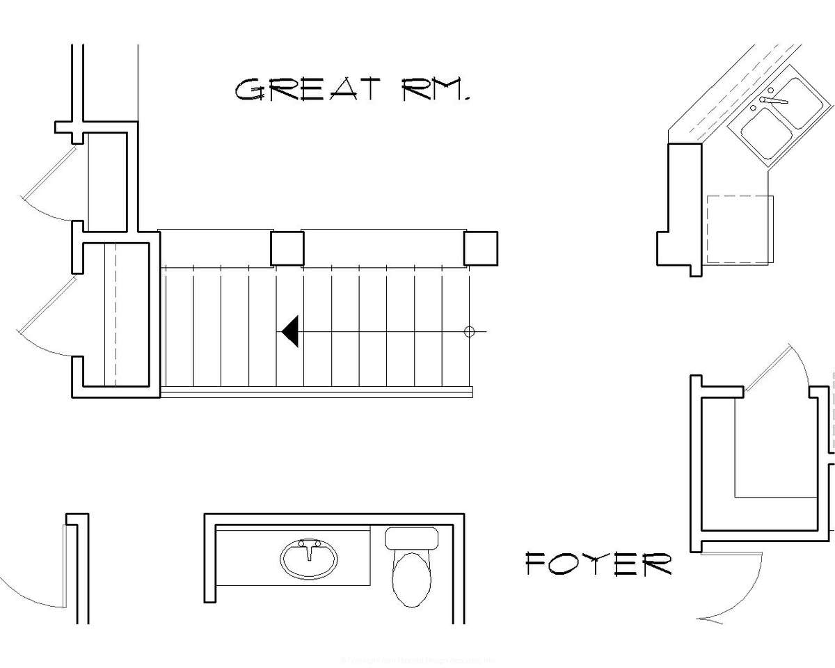 Basement Stair Location for Mascord House Plan B1150 - The Lindley