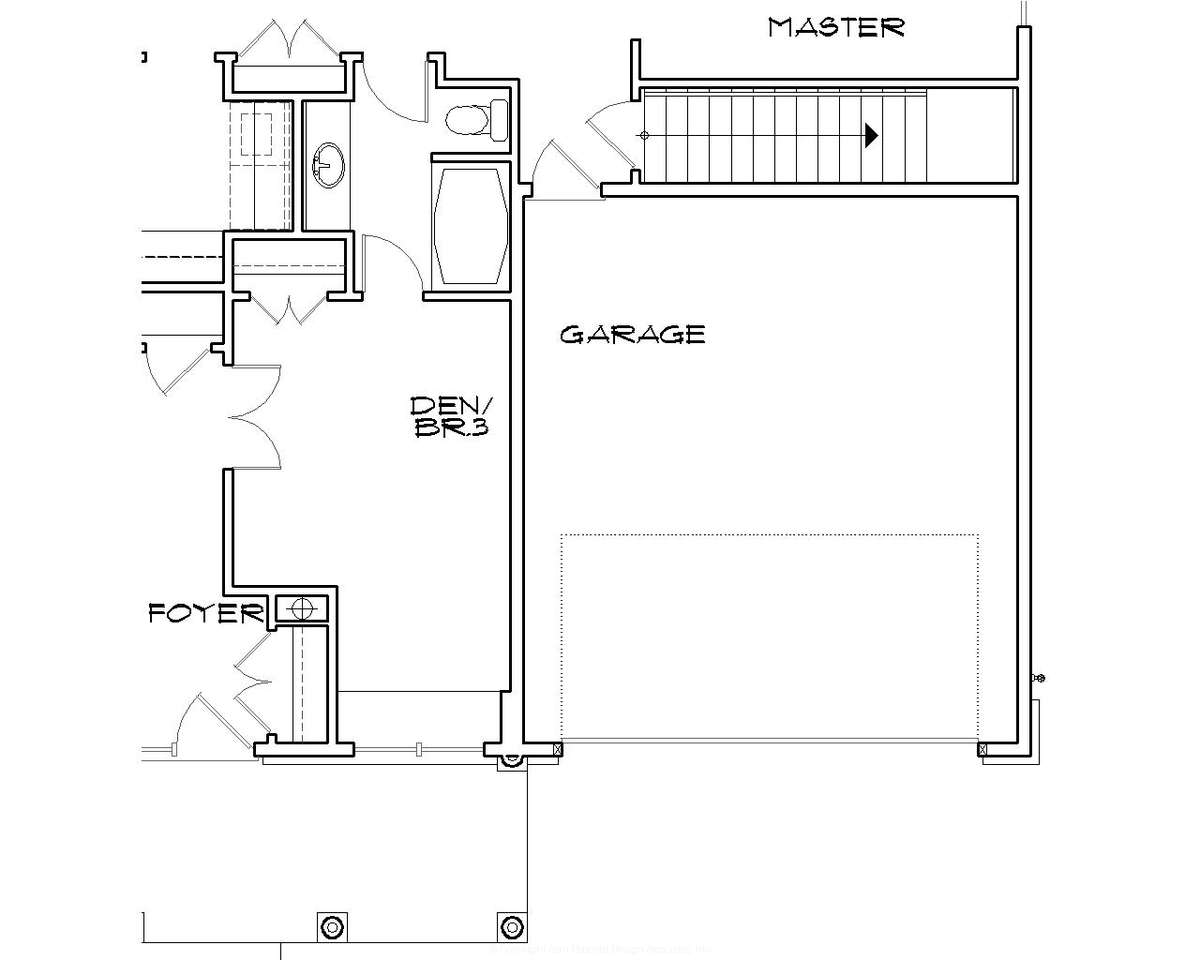Basement Stair Location for Mascord House Plan B1153 - The Odell