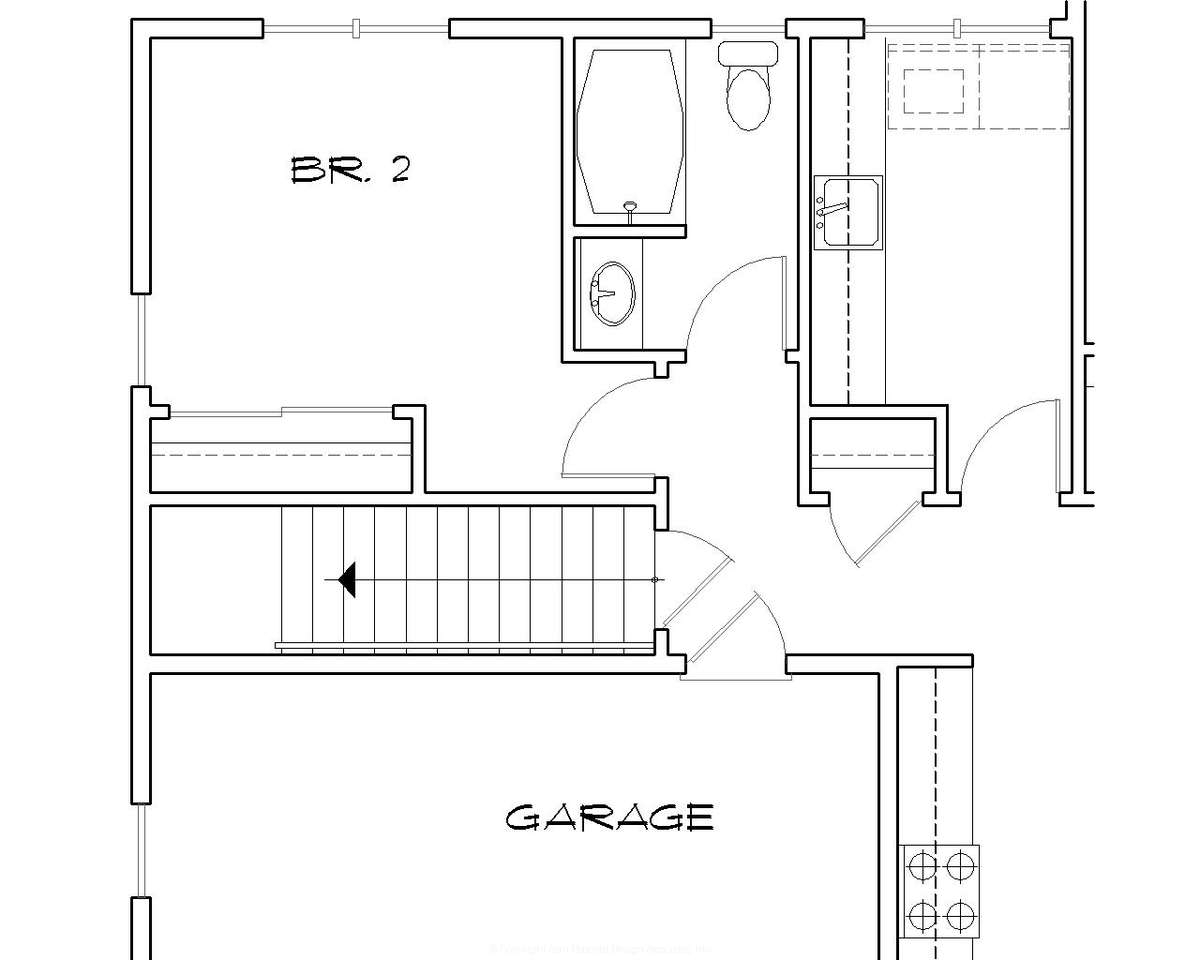 Basement Stair Location for Mascord House Plan B1156 - The Stuart