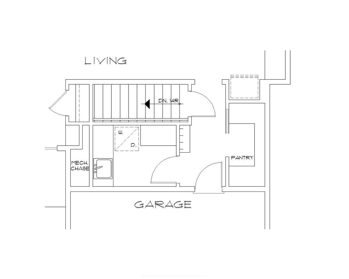 Basement Stair Location for Mascord House Plan B1159 - The Berkley