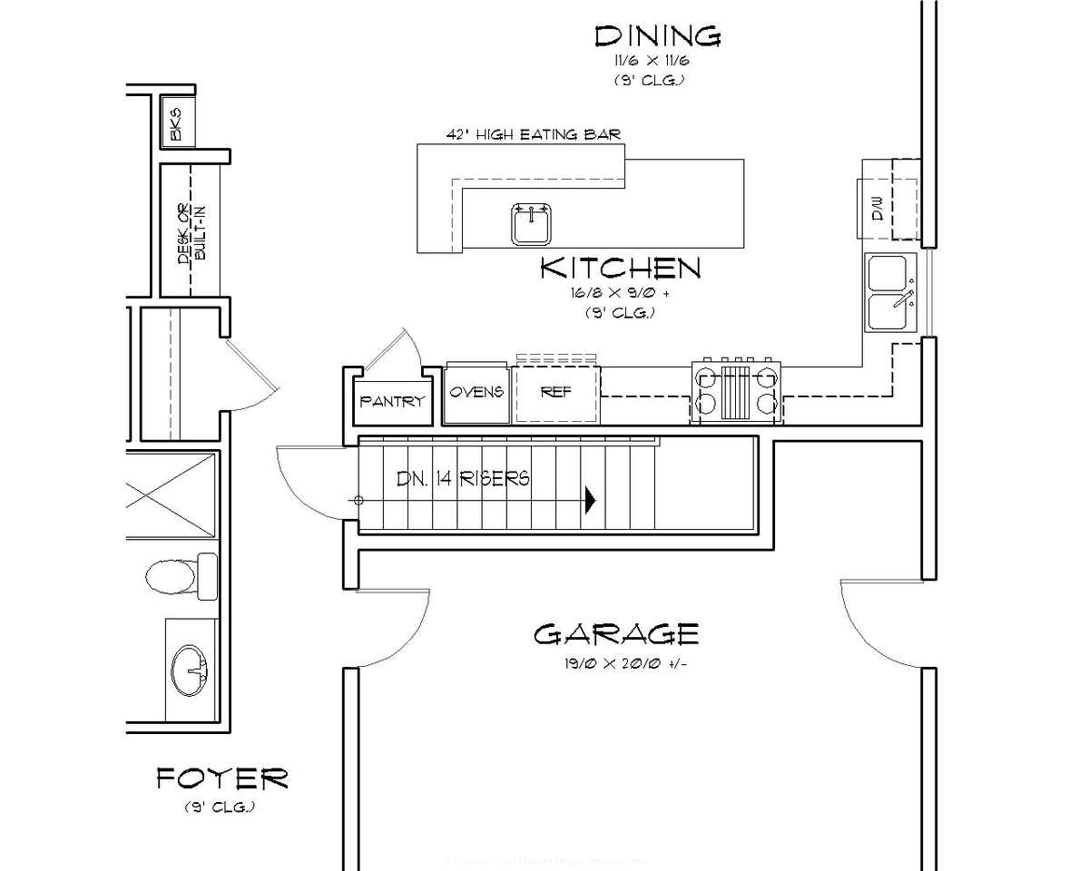 Basement Stair Location for Mascord House Plan B1168ES - The ESPRESSO