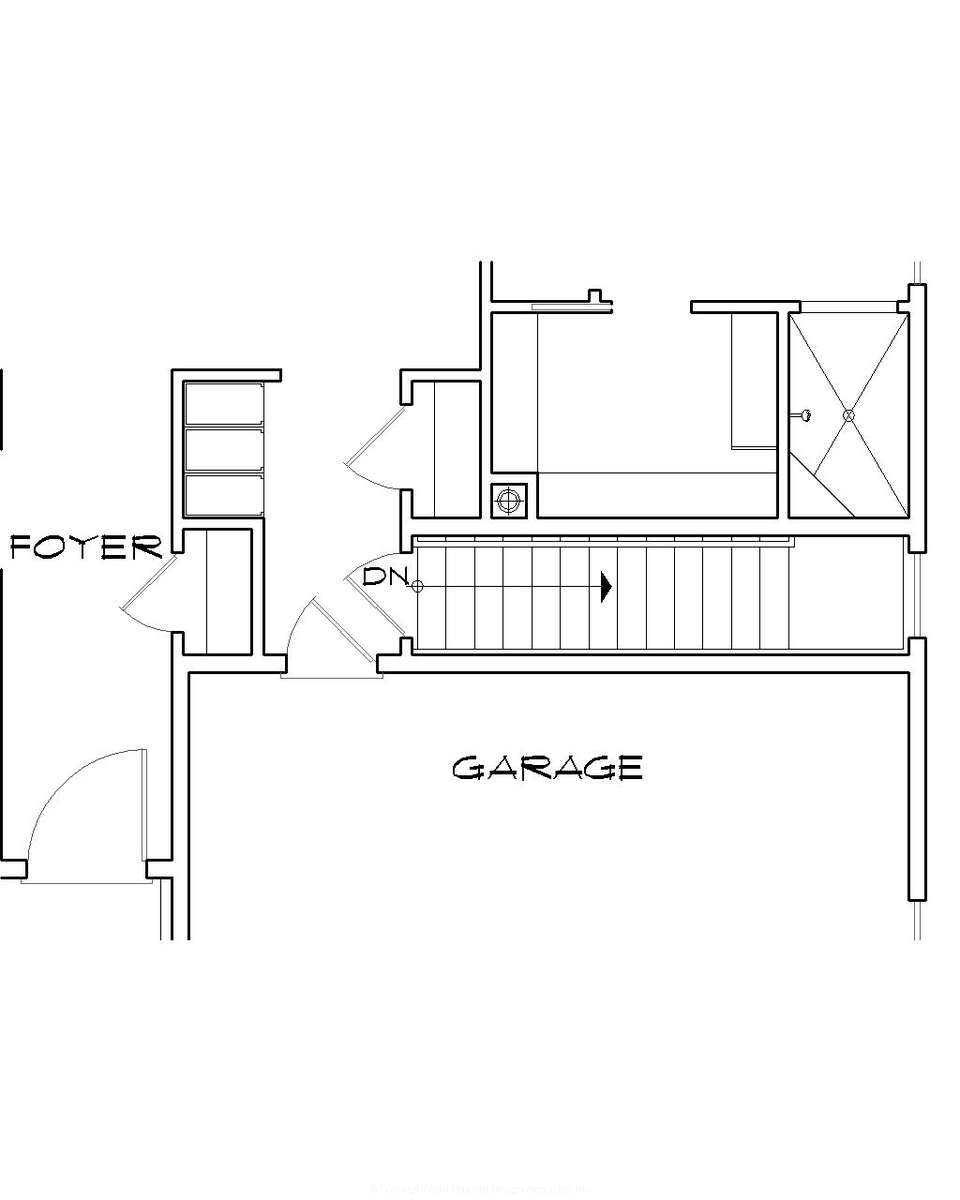 Basement Stair Location for Mascord House Plan B1169A - The Pasadena