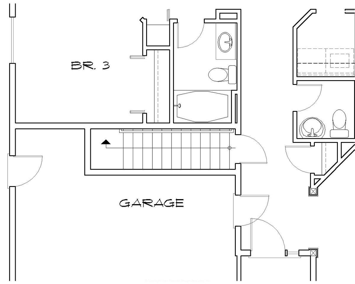 Basement Stair Location for Mascord House Plan B1212 - The Sutherland