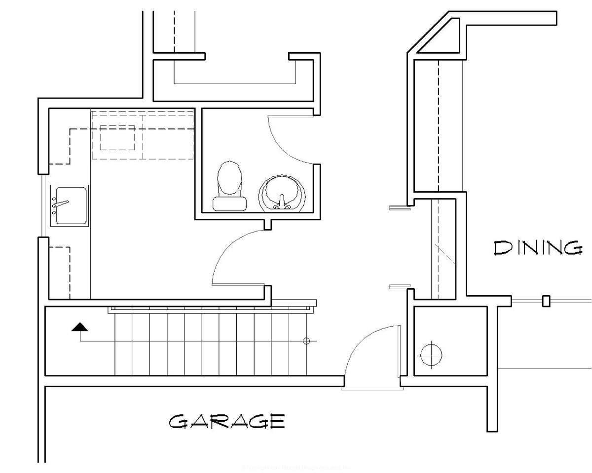 Basement Stair Location for Mascord House Plan B1214 - The Ellendale