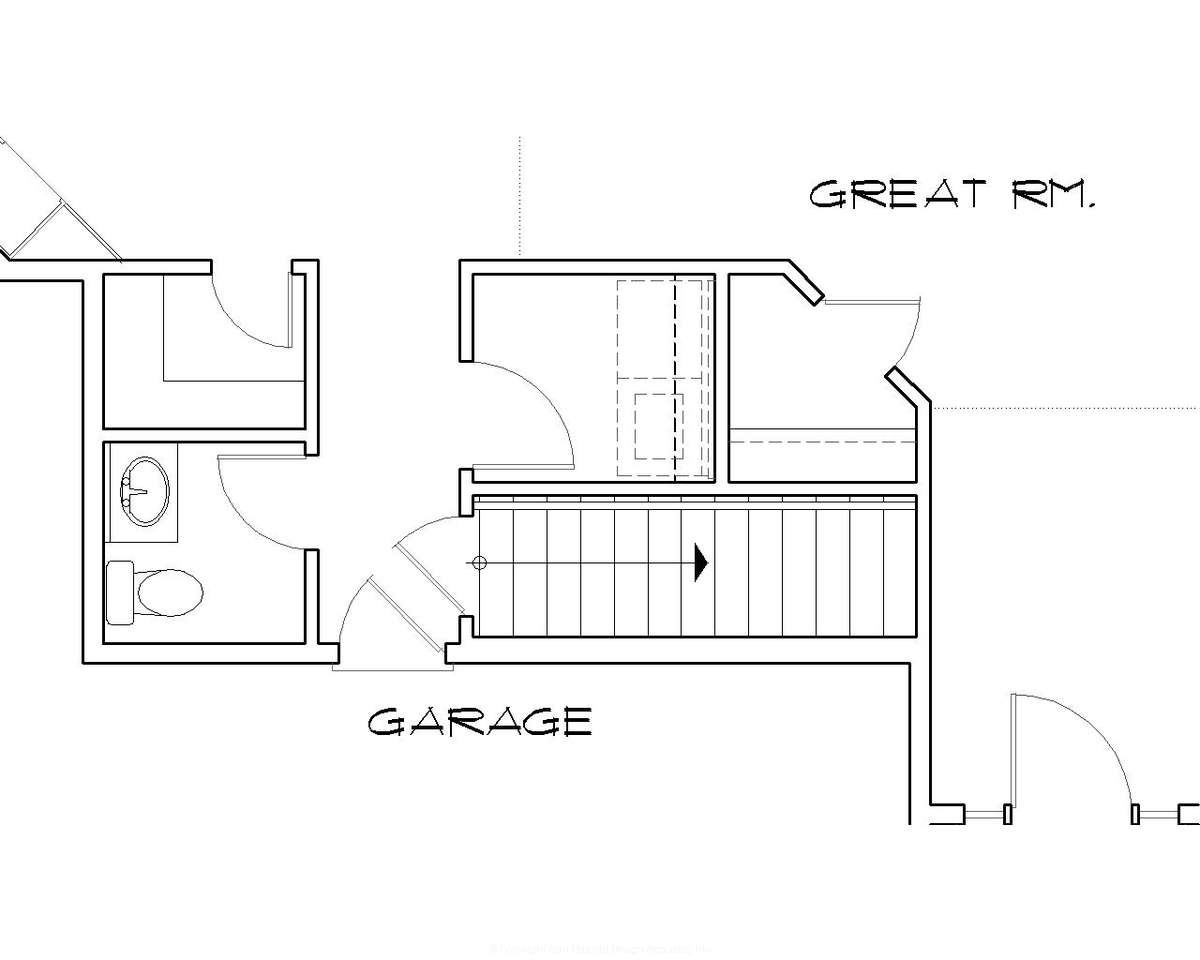 Basement Stair Location for Mascord House Plan B1228A - The Burdette