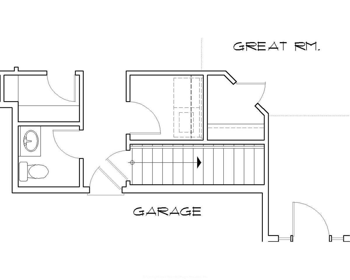 Basement Stair Location for Mascord House Plan B1228B - The Emily