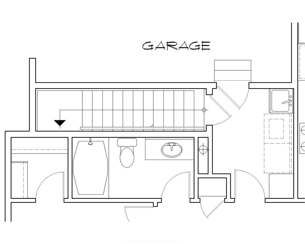 Basement Stair Location for Mascord House Plan B1230 - The Renville