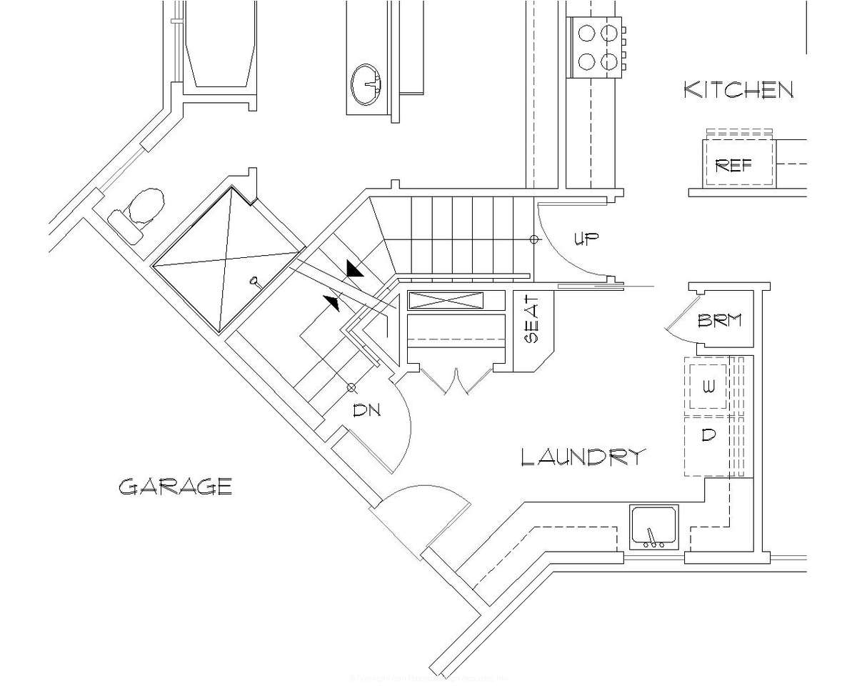 Basement Stair Location for Mascord House Plan B1248 - The Ripley