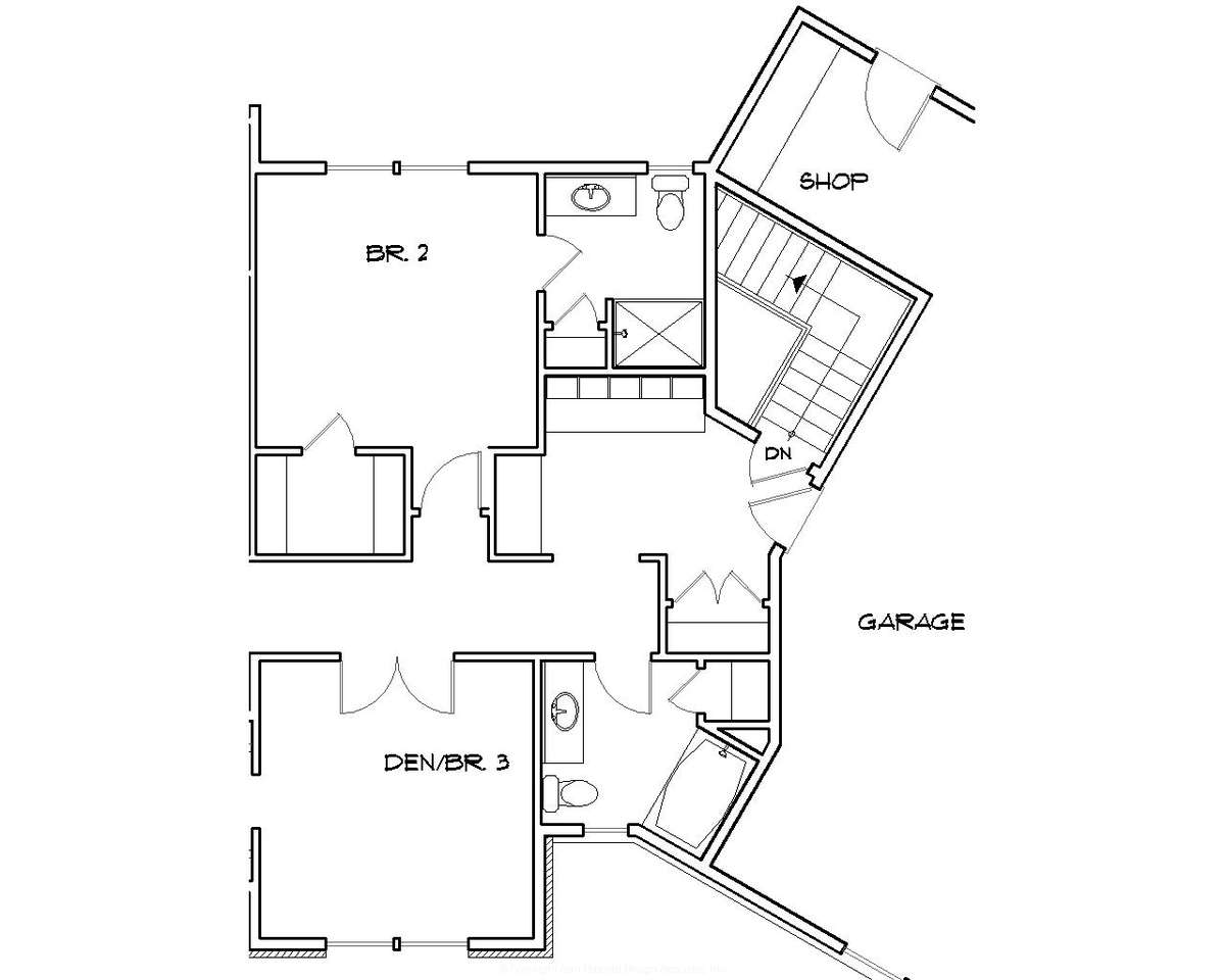 Basement Stair Location for Mascord House Plan B1250