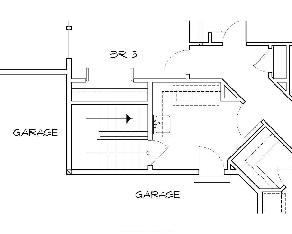 Basement Stair Location for Mascord House Plan B1315 - The Harlan