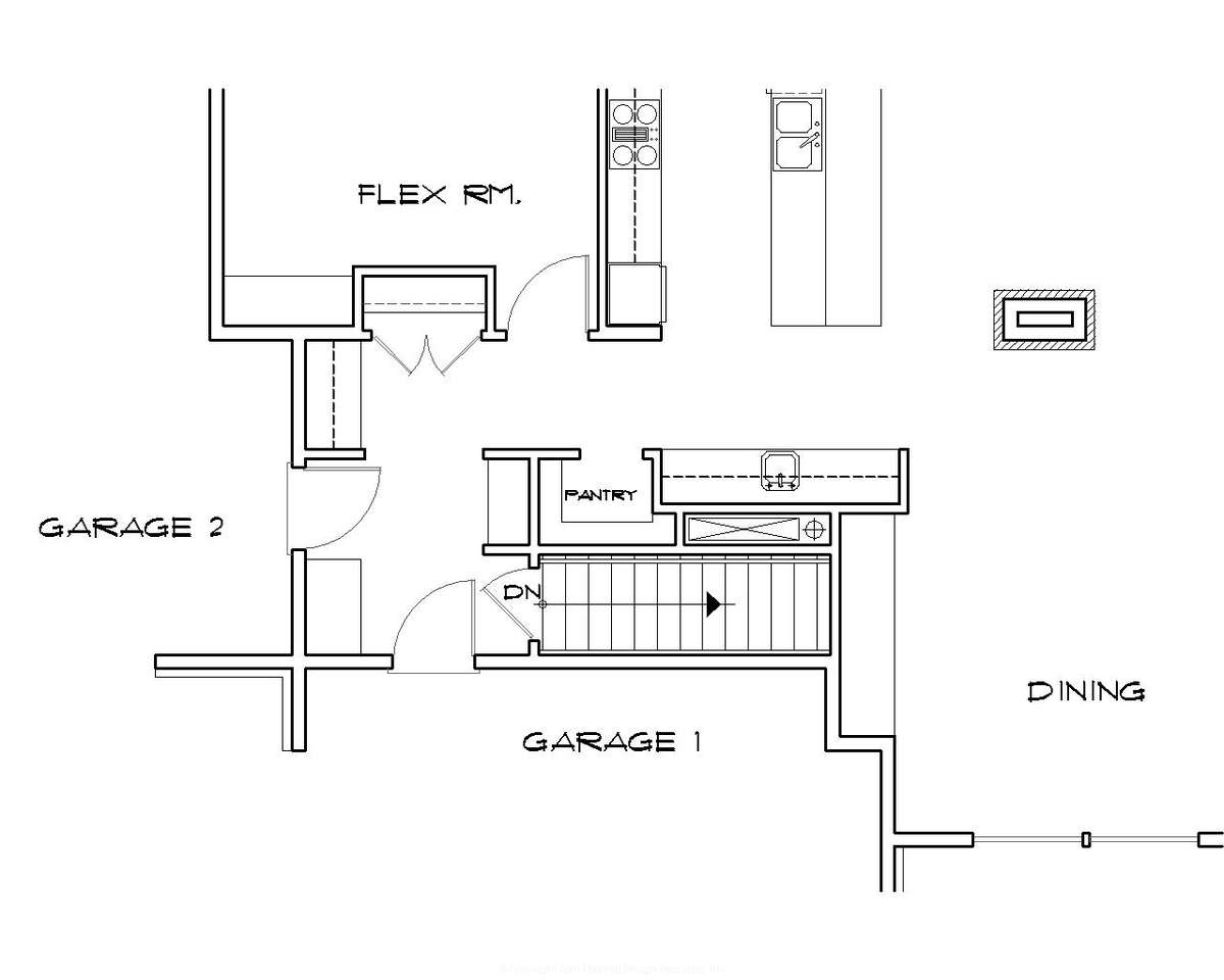 Basement Stair Location for Mascord House Plan B1333 - The Broadway