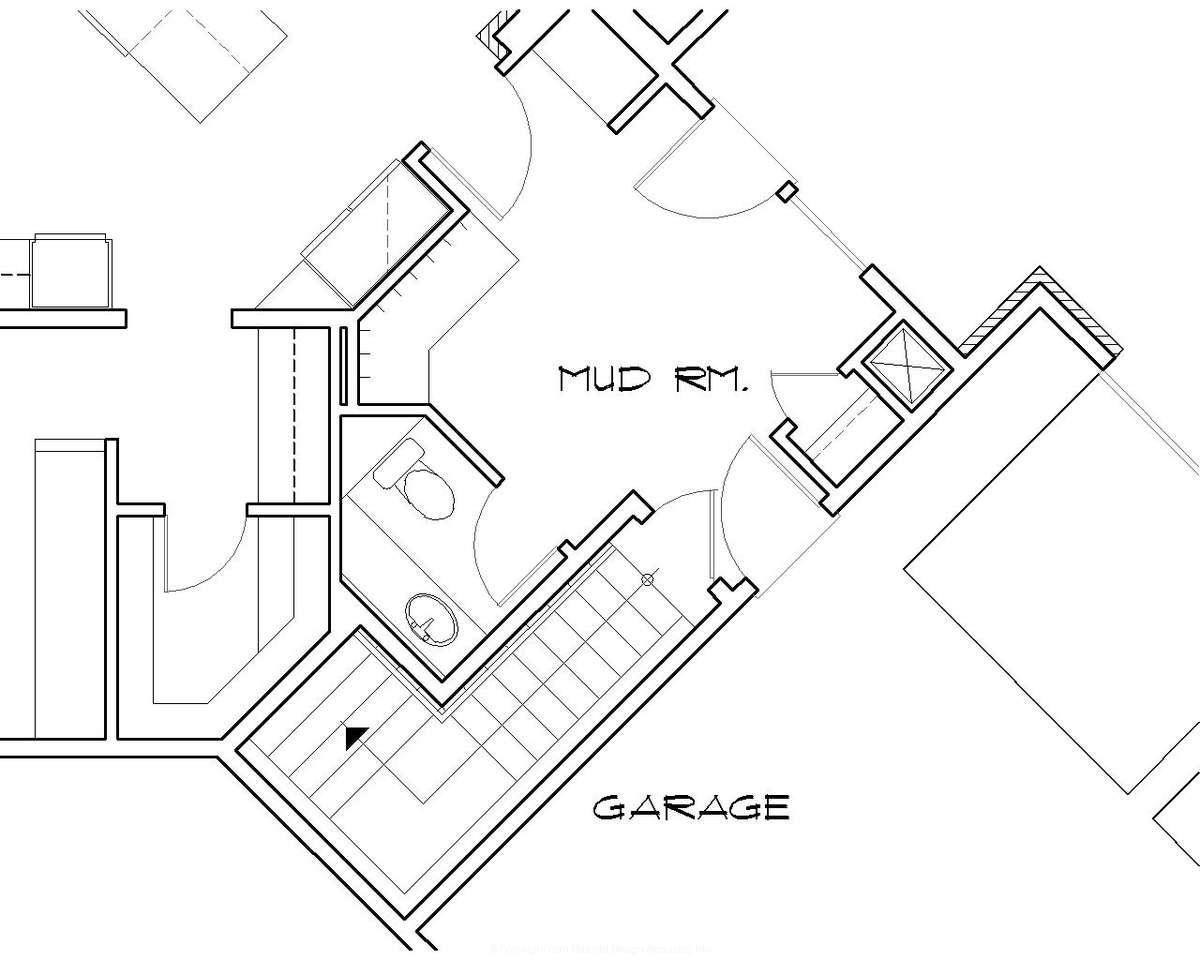Basement Stair Location for Mascord House Plan B1412 - The Harrisburg