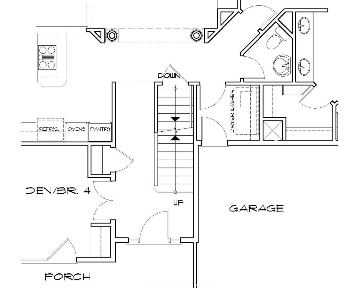 Basement Stair Location for Mascord House Plan B2106C - The Wellborn