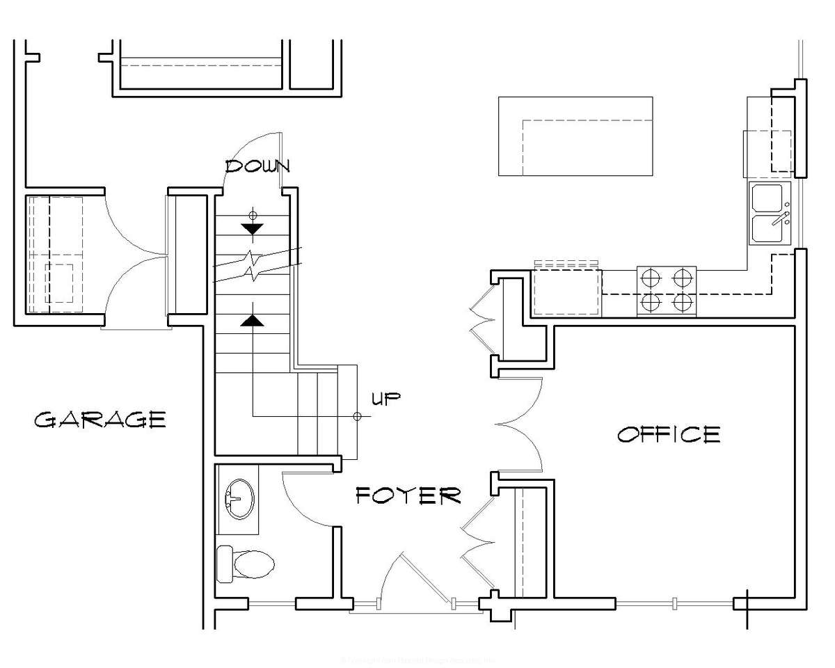 Basement Stair Location for Mascord House Plan B21103 - The Ellwood