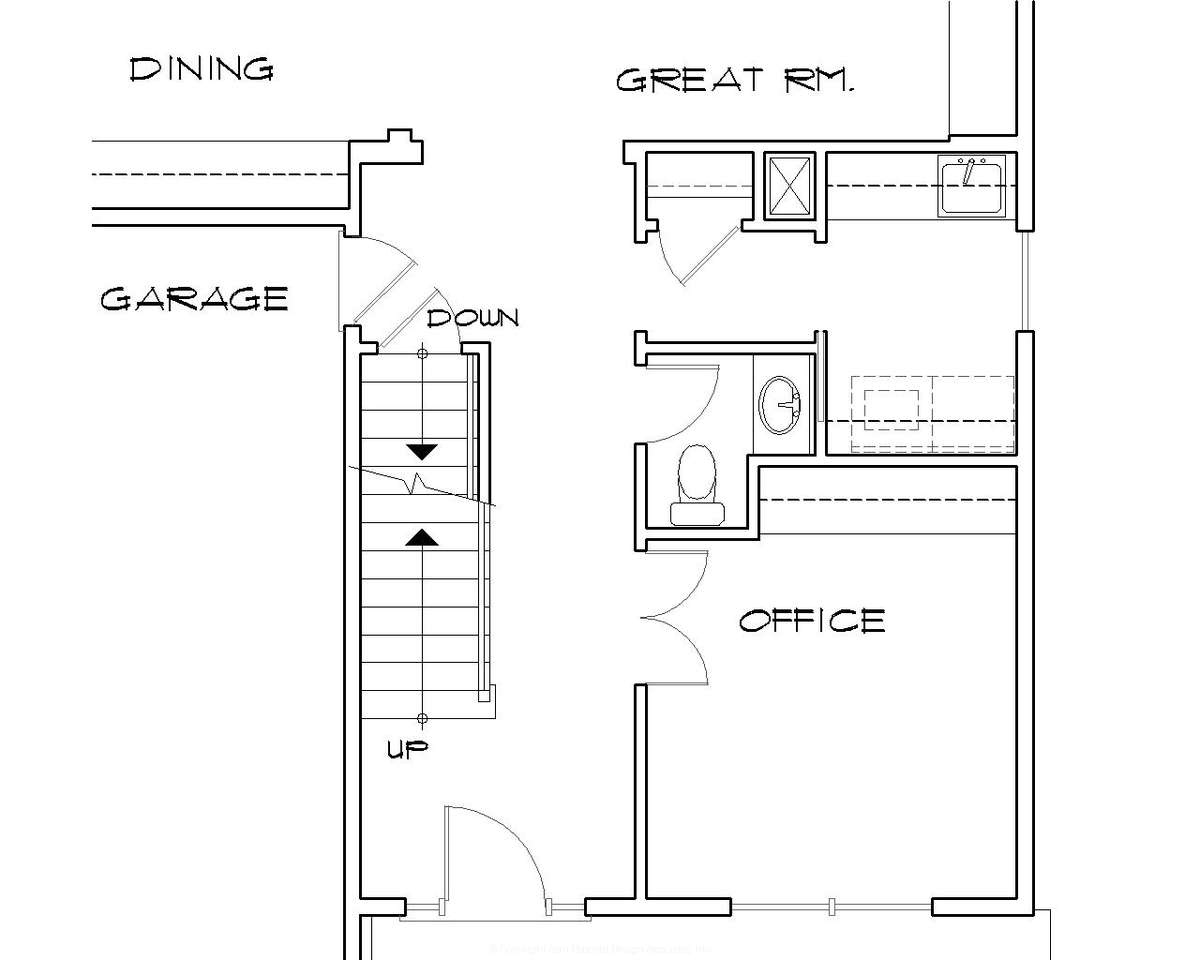Basement Stair Location for Mascord House Plan B21111A - The Brentwood