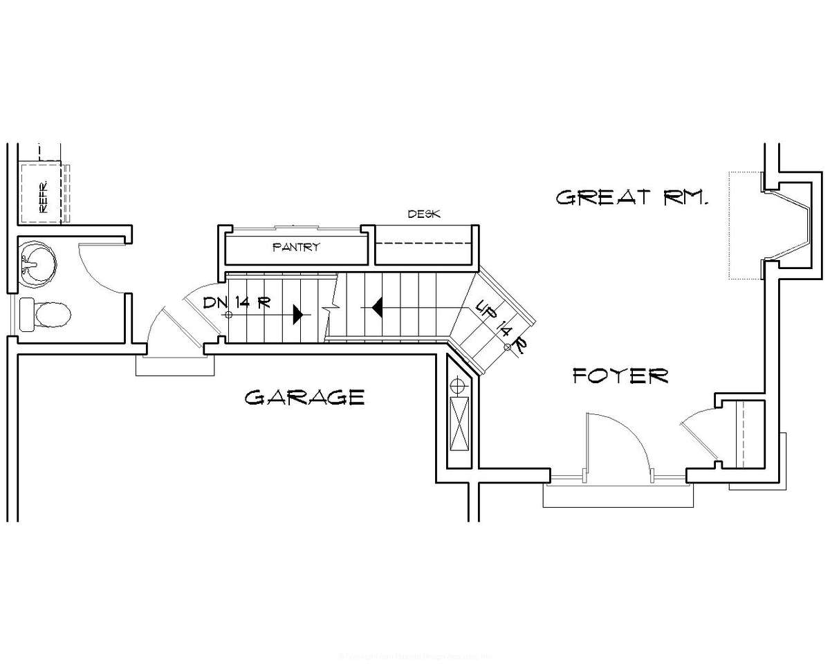Basement Stair Location for Mascord House Plan B2154F - The Corbett