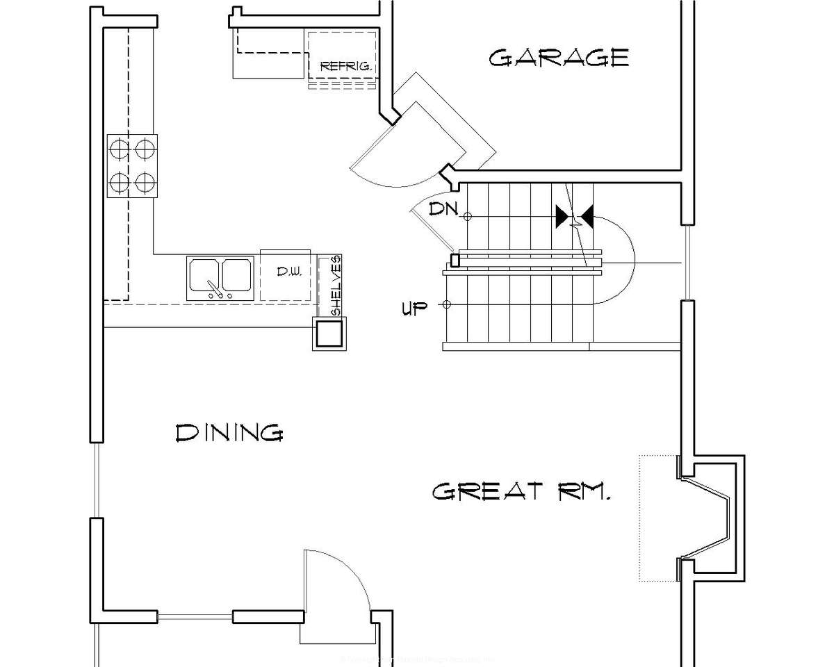Basement Stair Location for Mascord House Plan B2157L - The Ballard