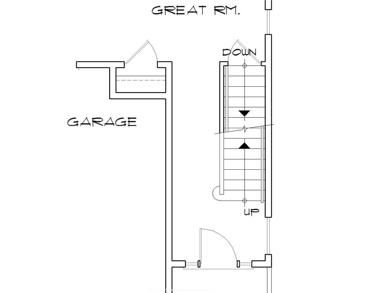 Basement Stair Location for Mascord House Plan B2174B - The Monroe