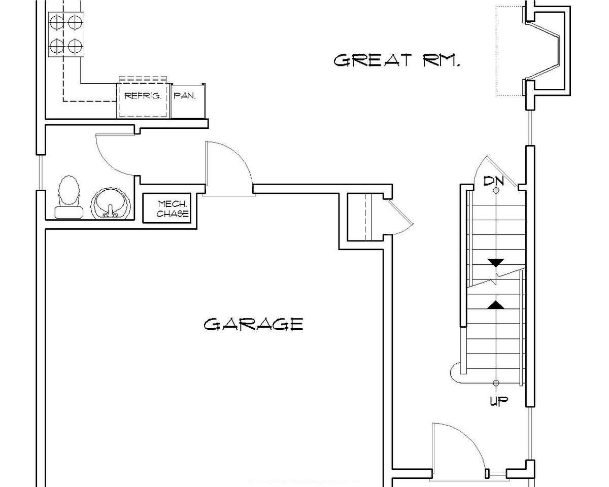 Basement Stair Location for Mascord House Plan B2174C - The Beckett