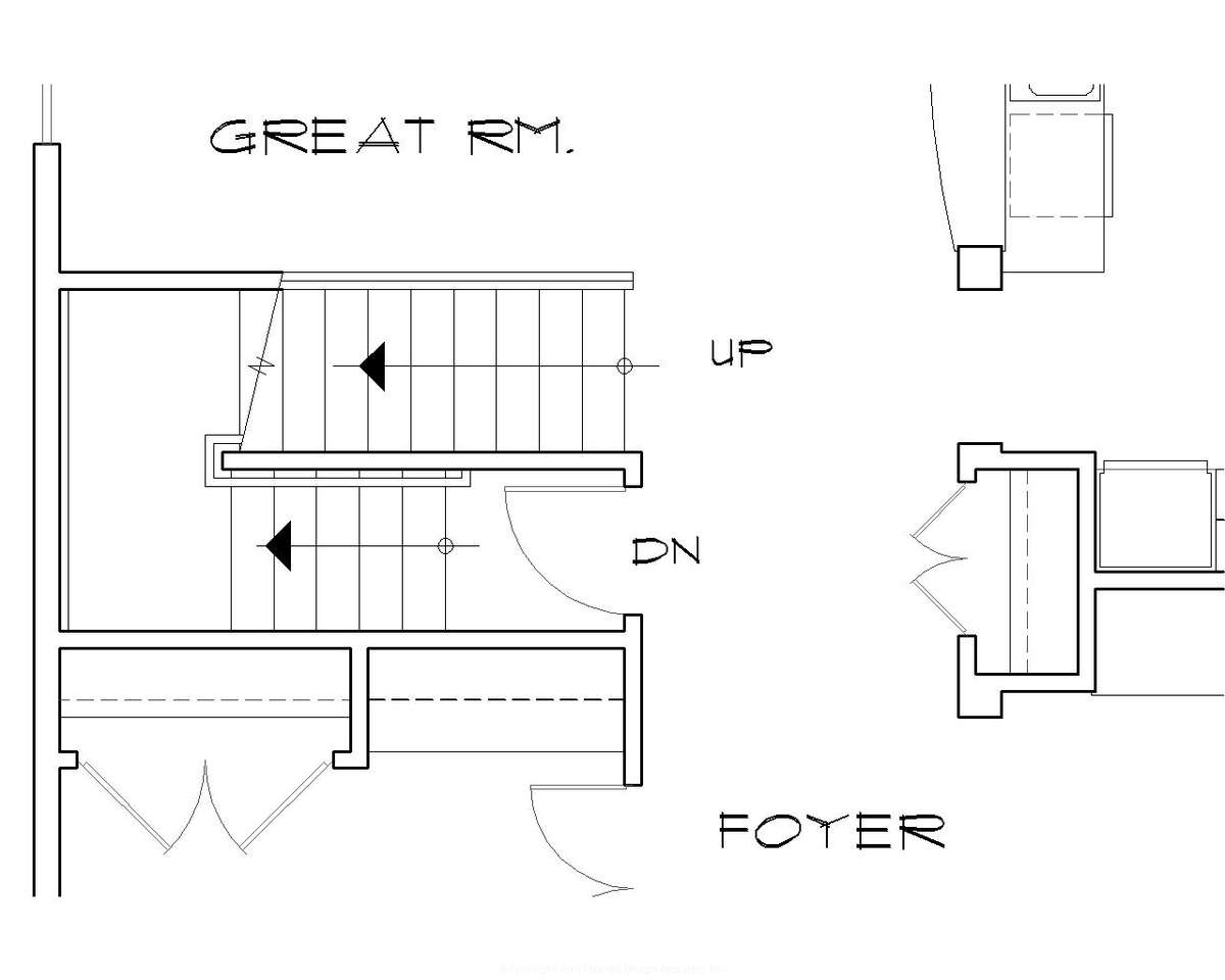 Basement Stair Location for Mascord House Plan B22122T - The Sophia