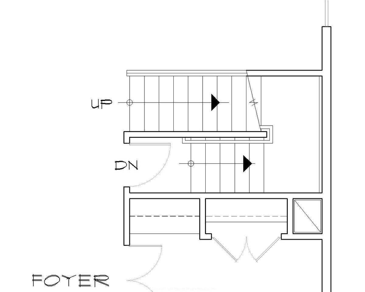 Basement Stair Location for Mascord House Plan B22122U - The Dinsmore