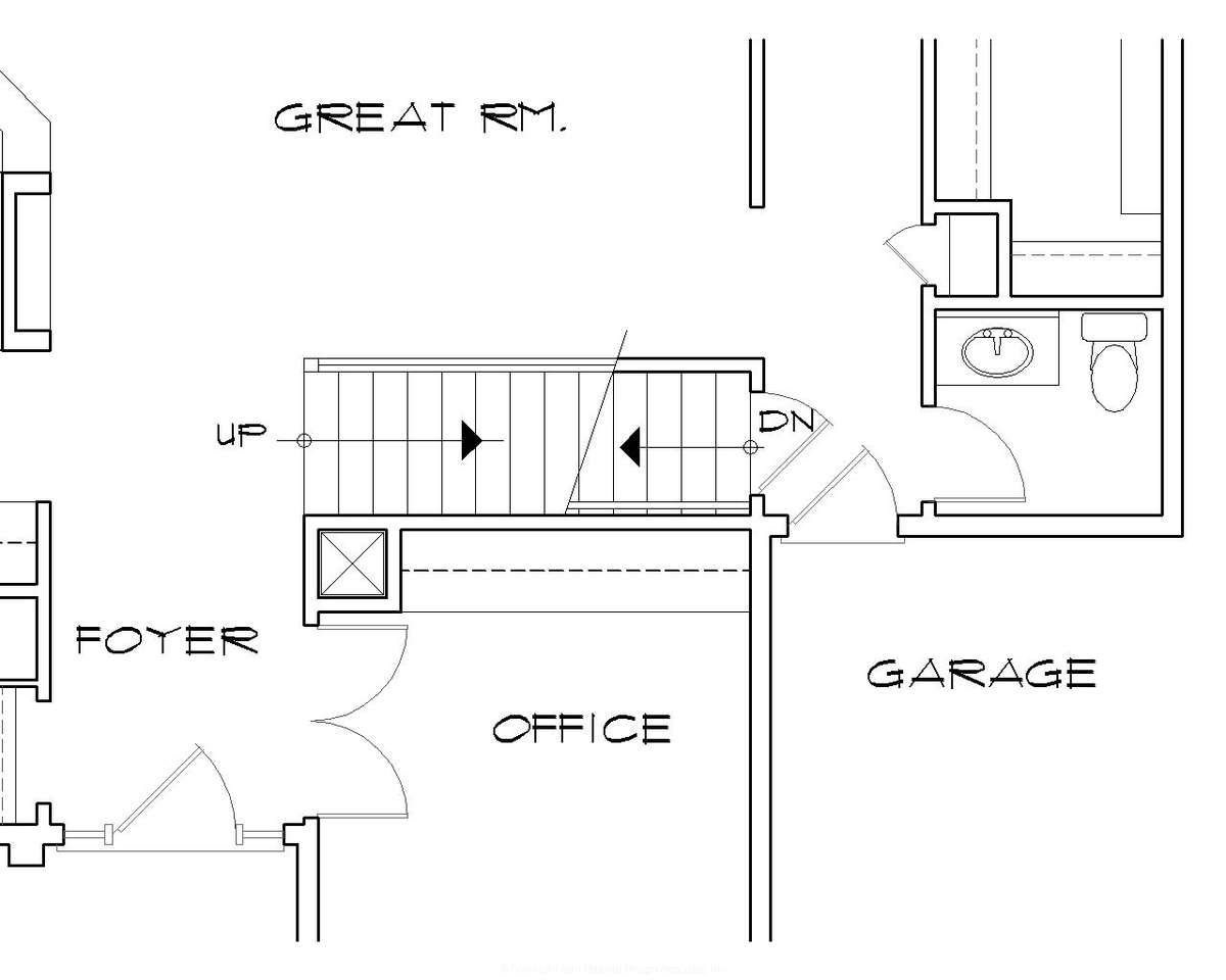 Basement Stair Location for Mascord House Plan B22134A - The Hannah