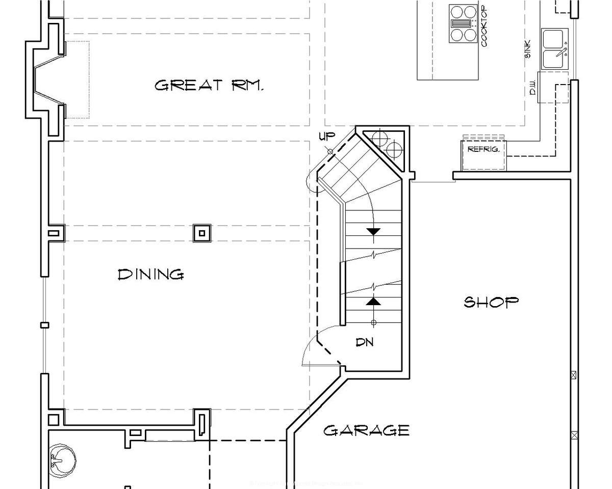 Basement Stair Location for Mascord House Plan B22137F - The Mansfield