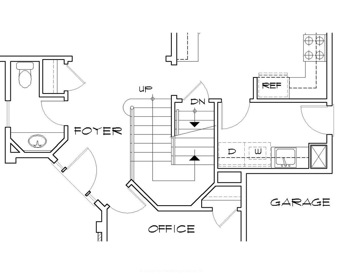 Basement Stair Location for Mascord House Plan B22138A - The Kenesaw