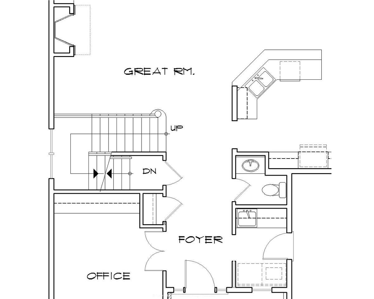 Basement Stair Location for Mascord House Plan B22140 - The Landon