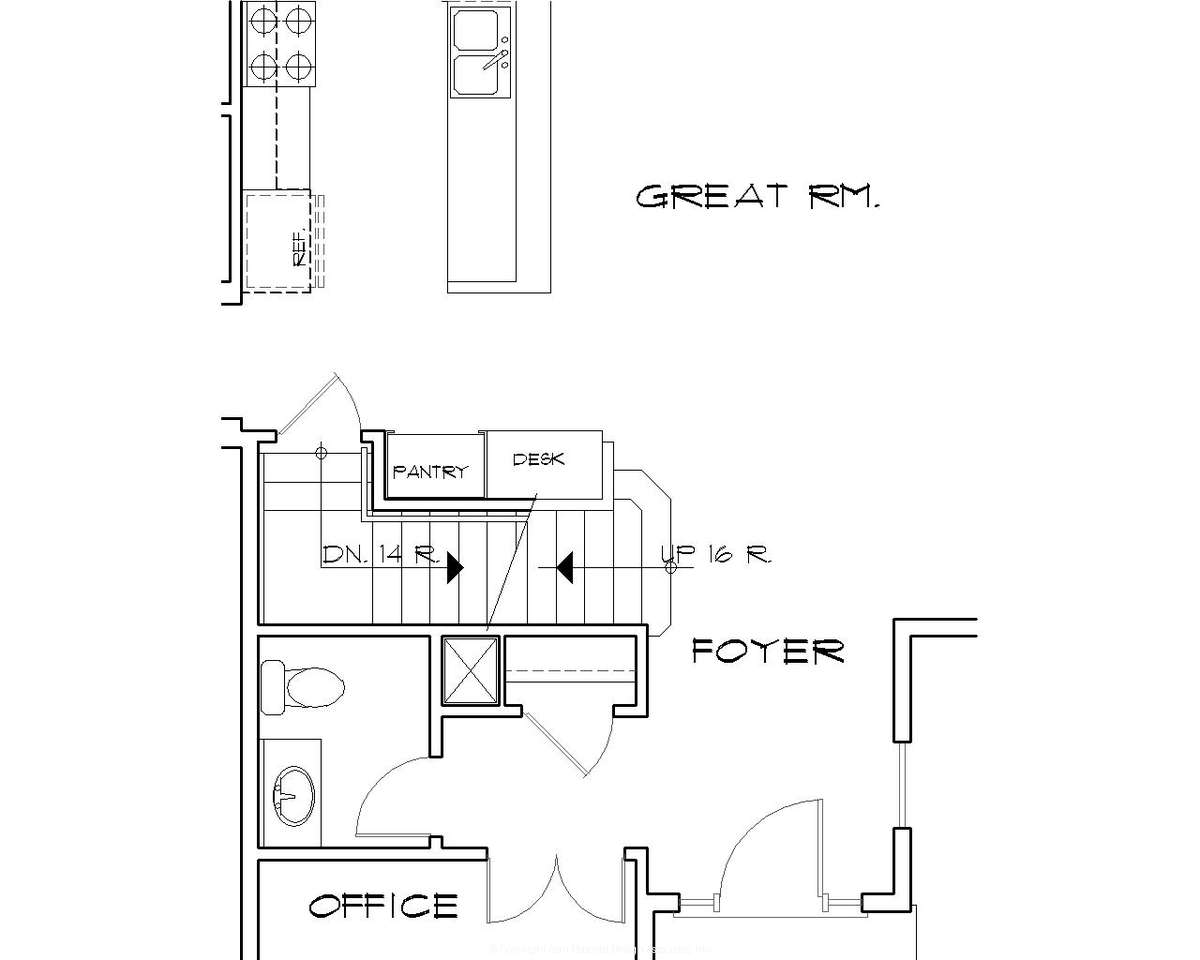 Basement Stair Location for Mascord House Plan B22148 - The Sentinel
