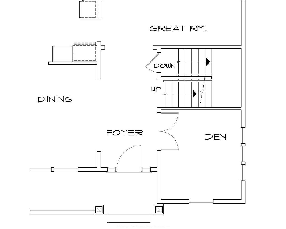 Basement Stair Location for Mascord House Plan B22151 - The Calhoun