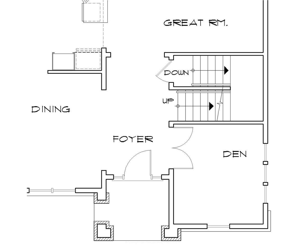 Basement Stair Location for Mascord House Plan B22151A-2 Car - The Dearborn