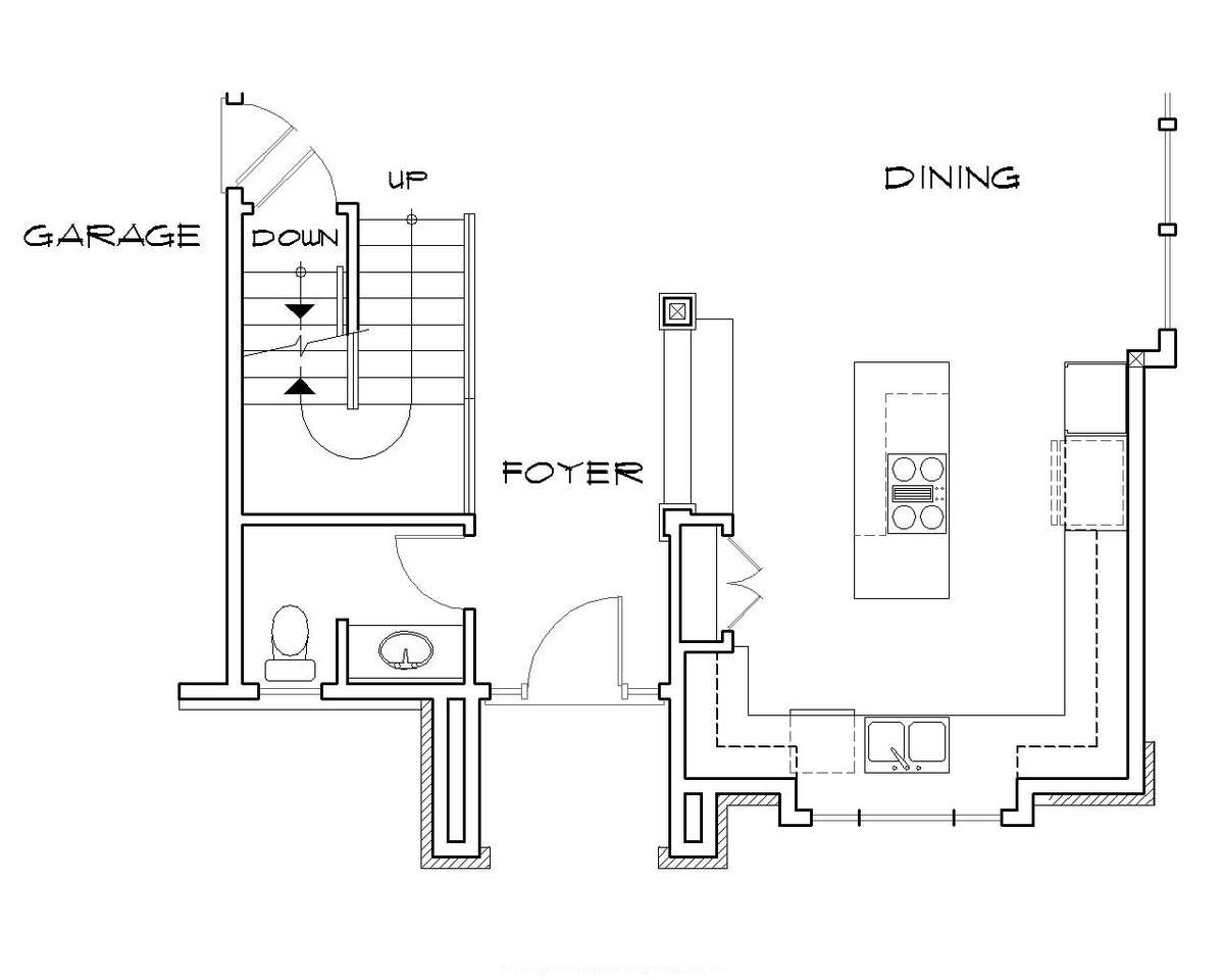 Basement Stair Location for Mascord House Plan B22154 - The Elmore