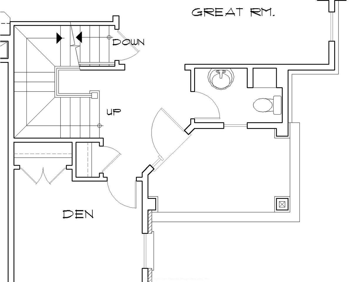 Basement Stair Location for Mascord House Plan B22155 - The Gaylord