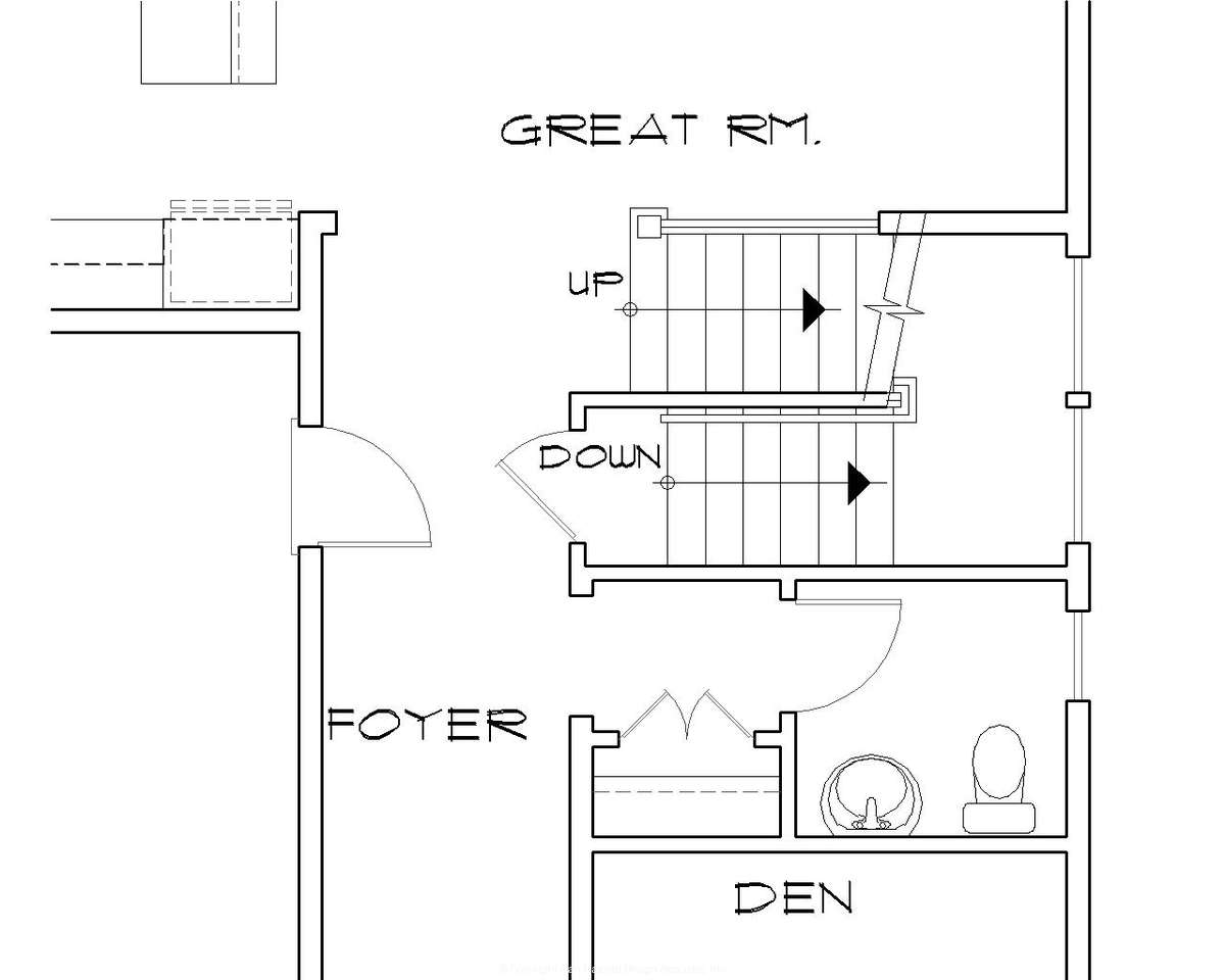 Basement Stair Location for Mascord House Plan B2230CD - The Olympia