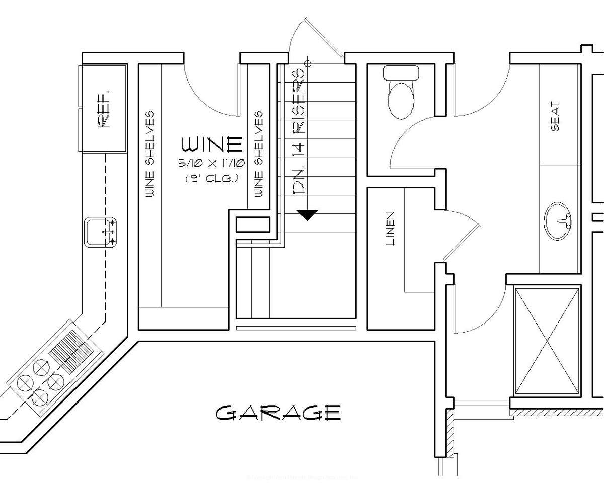 Basement Stair Location for Mascord House Plan B2455 - The Lacombe