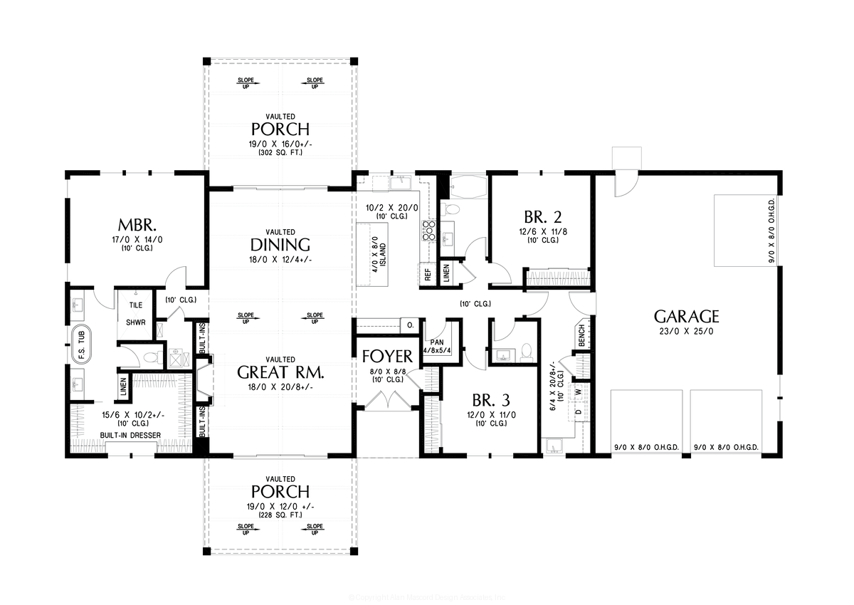 Main Floor Plan image for Mascord Tiffany-Open Great Room from Front to Back-Main Floor Plan