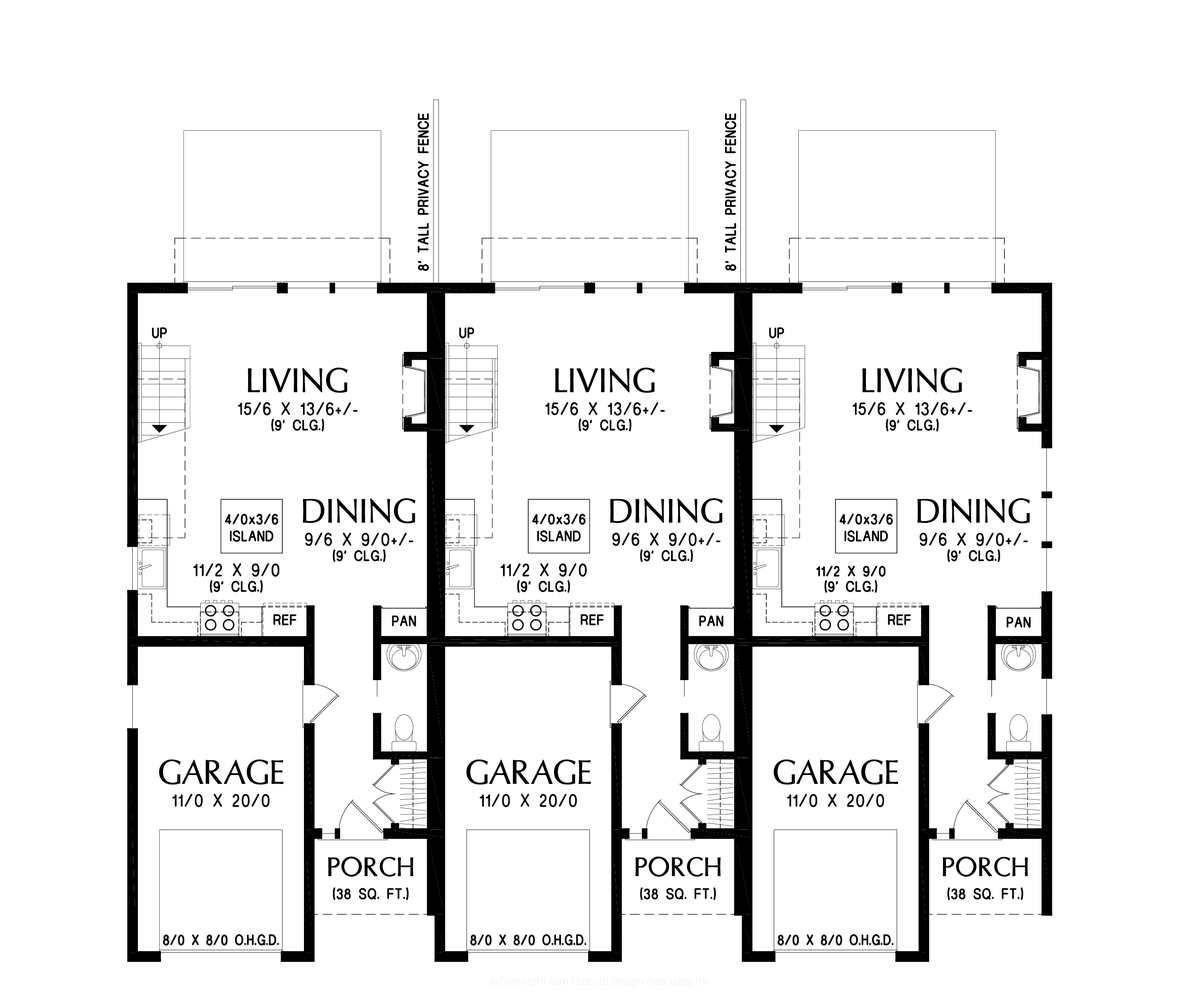 Main Floor Plan image for Mascord Ternary-Triplex designed for modern markets-Main Floor Plan