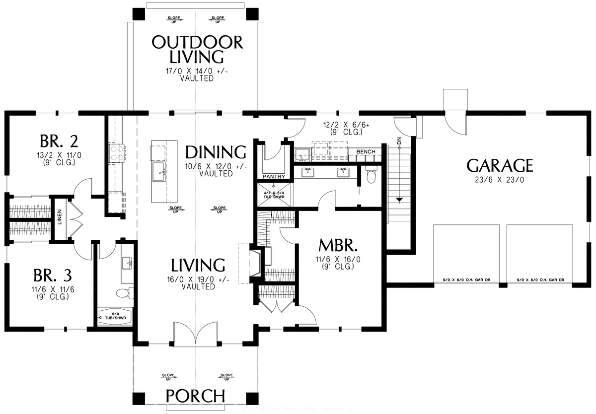 Main Floor Plan for Mascord House Plan B11107