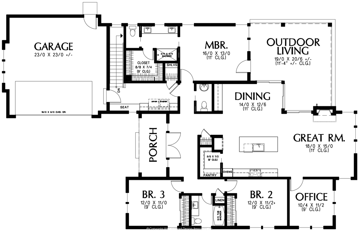 Main Floor Plan for Mascord House Plan B11110A