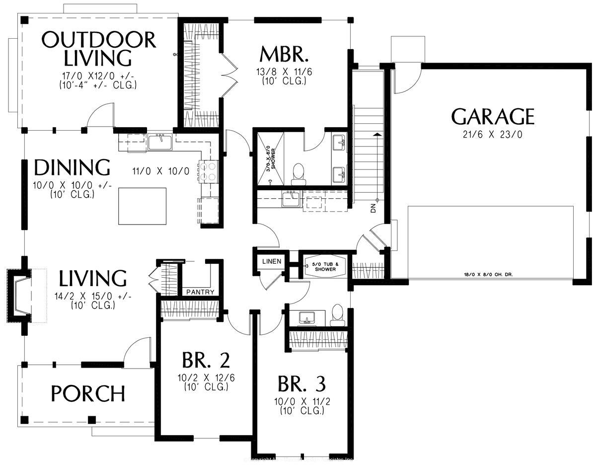 Main Floor Plan for Mascord House Plan B11114-2Cf