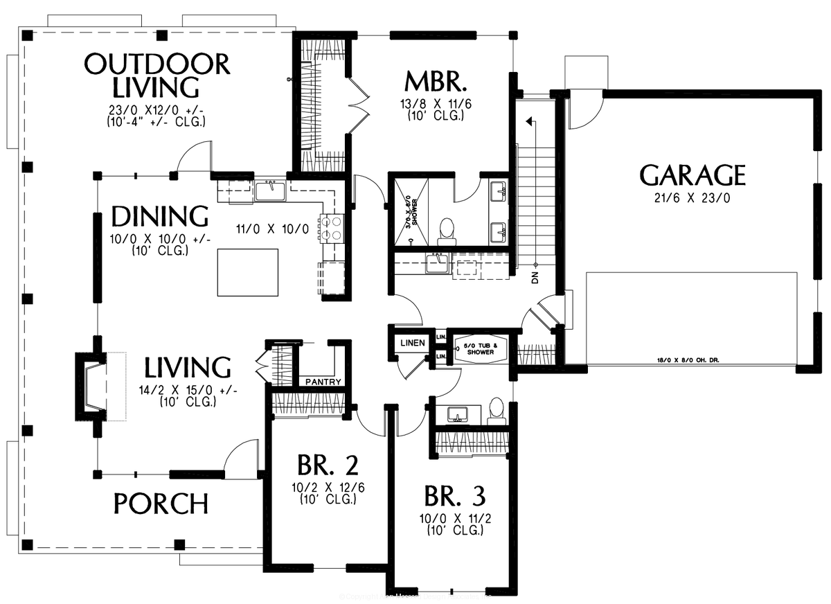 Main Floor Plan for Mascord House Plan B11114A-2 Cf