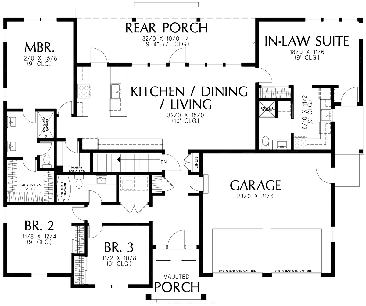 Main Floor Plan for Mascord House Plan B11116A