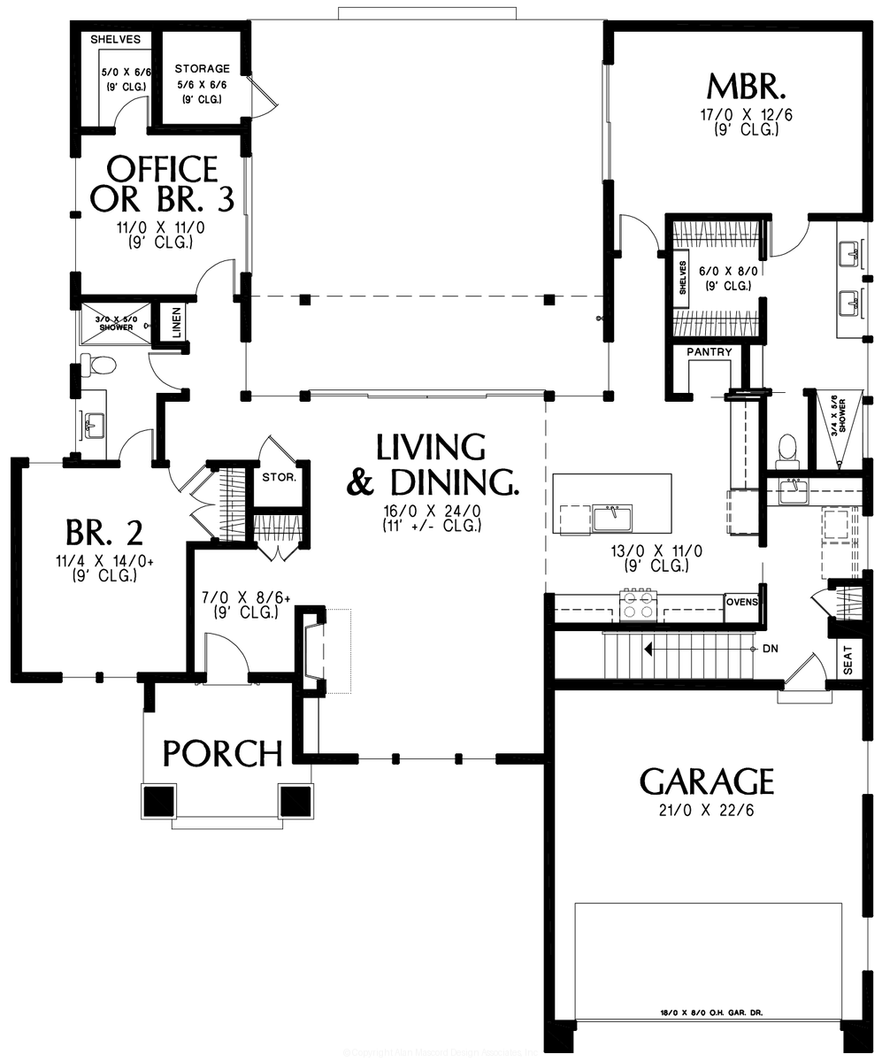 Main Floor Plan for Mascord House Plan B11120