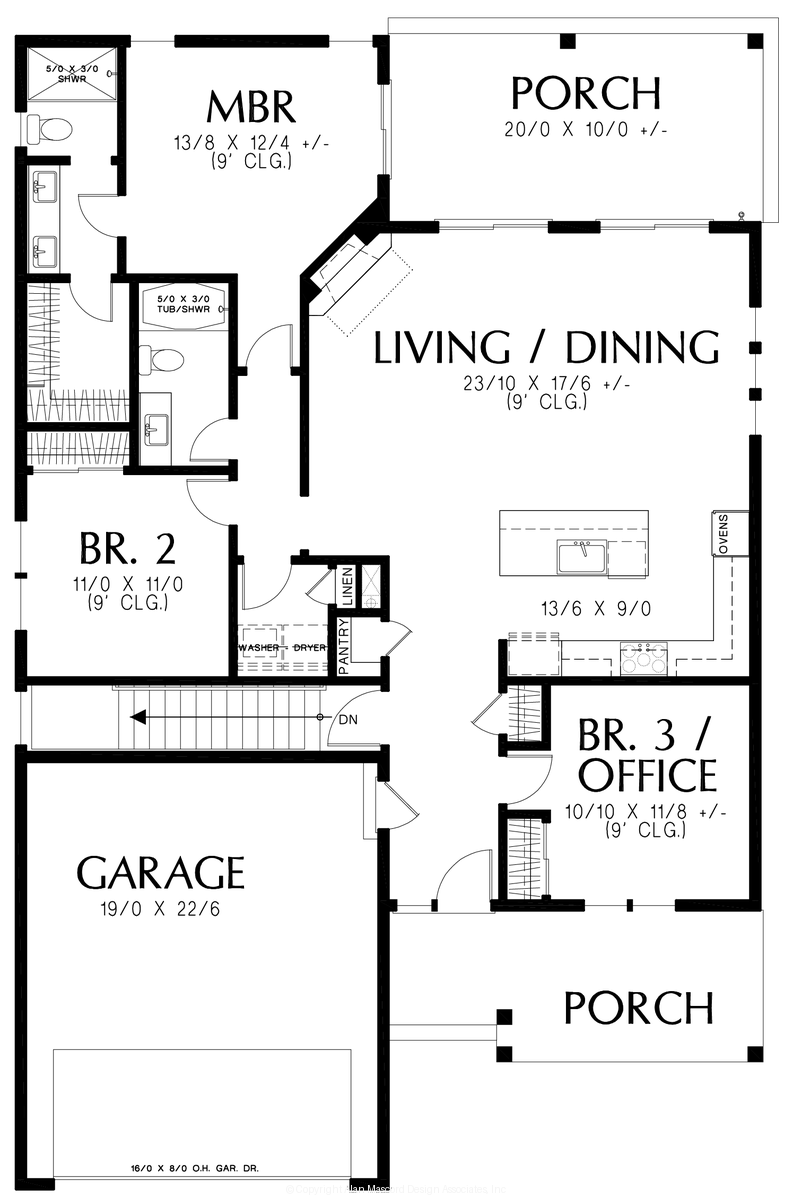 Main Floor Plan for Mascord House Plan B1132EA
