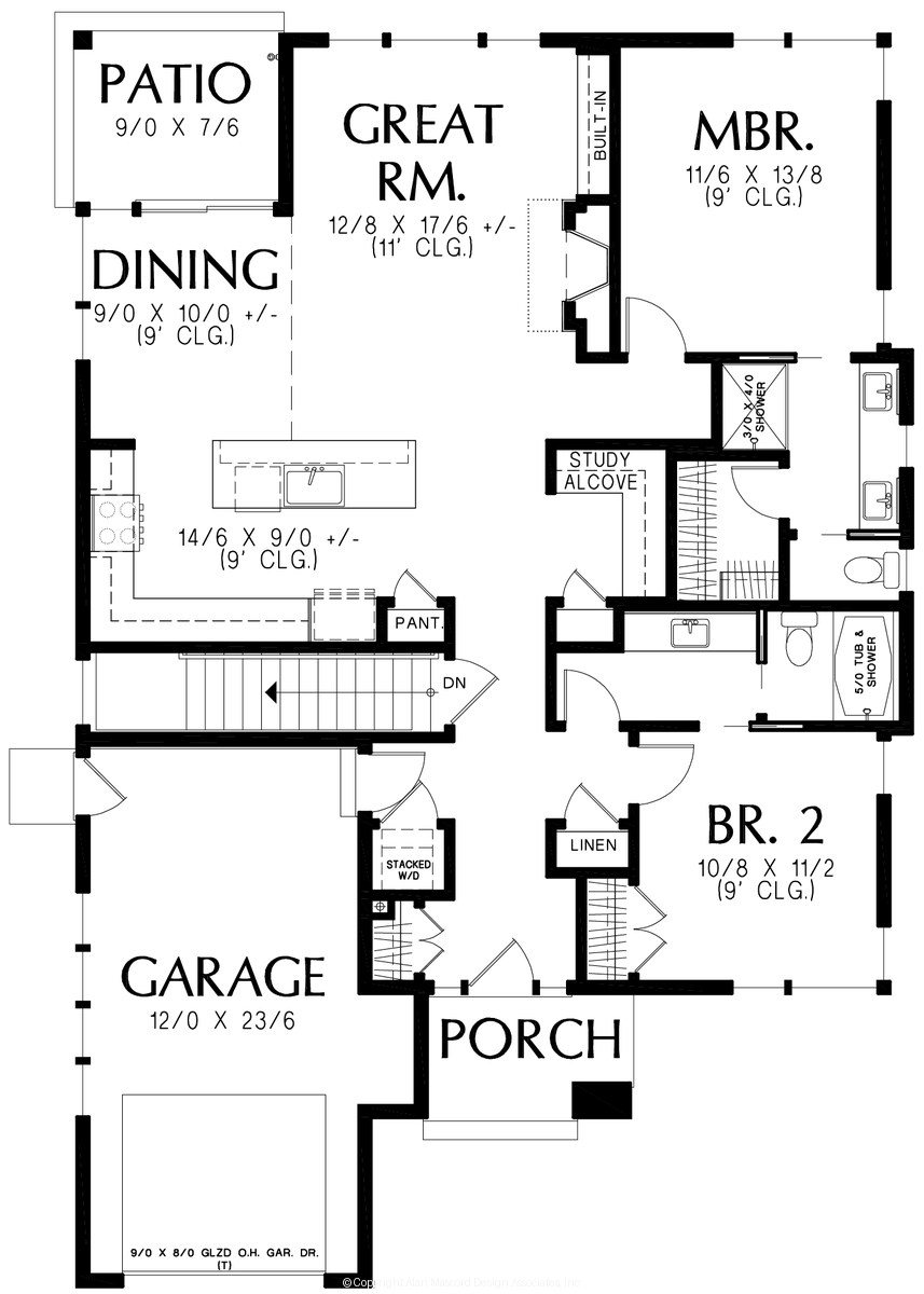 Main Floor Plan for Mascord House Plan B1180B