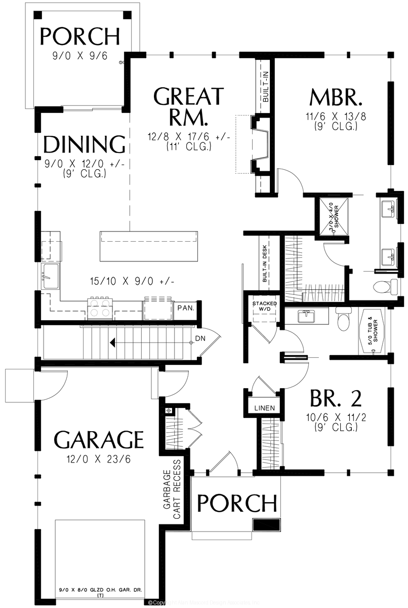 Main Floor Plan for Mascord House Plan B1180C
